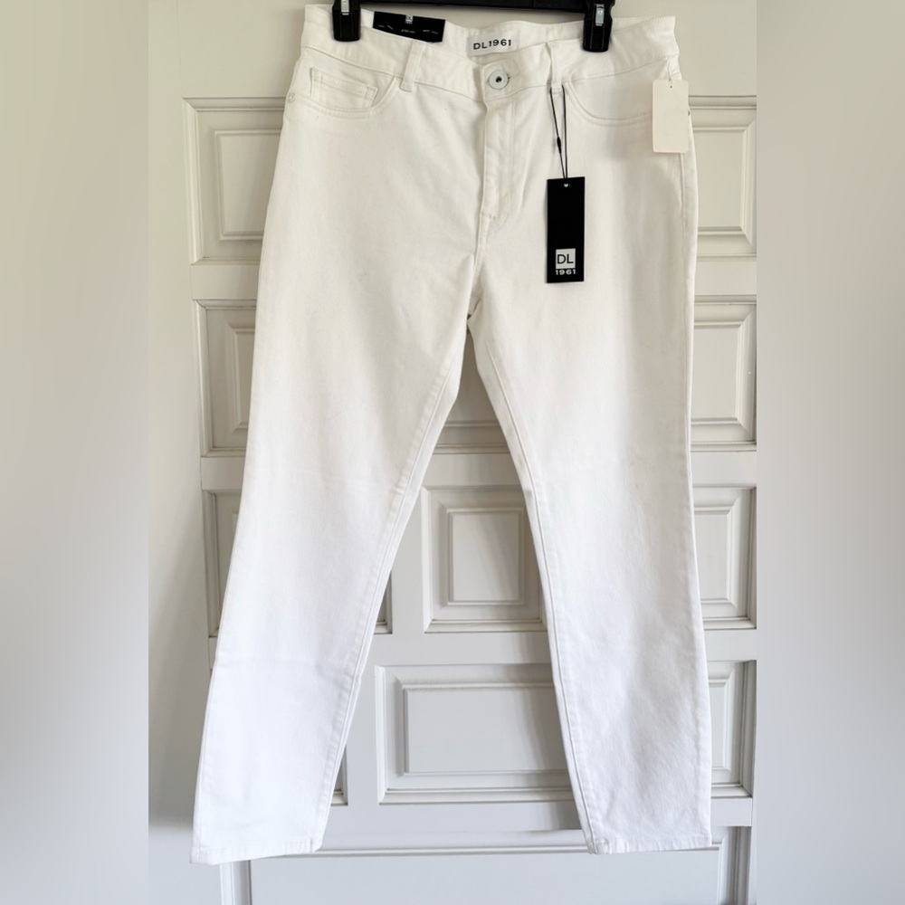 NWT DL1961 Instasculpt Margaux Women's White Jeans Straight Skinny Ankle Size 31
